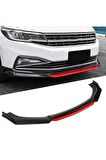 Universal Ön Tampon Lip 4 Parça Ön Karlık Fiat Doblo Uyumlu Kırmızı Dilli