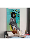 Plak Kafalı Adam Pop Art Duvar Örtüsü-7877