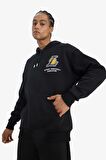 DeFactoFit NBA Los Angeles Lakers Oversize Geniş Kalıp Kapüşonlu Kalın Sweatshirt D8489AX25SPBK81