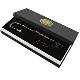 Ayyıldız Kararmaz Metal Püsküllü Arpa Kesim Süzme Mavi-Beyaz Ateş Kehribar Tesbih