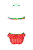Halter Yaka Renkli Portakal Desenli Bandeau Fırfırlı 50UV Kız Çocuk Bikini Takımı by Nessi Byrd