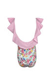 Çiçek Desenli Fırfırlı Fiyonk Detaylı 50UV Kız Çocuk Mayo by Nessi Byrd