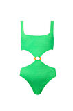 Dokulu Kumaş Cut-Out Tasarım Halka Detaylı 50UV Kız Çocuk Mayo by Nessi Byrd
