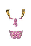 Askılı Gold Fırfır Detaylı Pembe 50UV Kız Çocuk Bikini Takımı BY NESSI BYRD