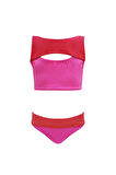 Omuz Askılı Çift Renk Cut-out Kesim 50UV Kız Çocuk Bikini Takımı BY NESSI BYRD