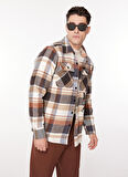 Ko Samui Oversize Kahve Desenli Erkek Gömlek JSW G501 MOUSE_DOWNTOWN OVER FIT