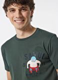 Ko Samui Bisiklet Yaka Desenli Haki Erkek T-Shirt KMTR S221 MINDSET_CRAFT&CO REGULAR