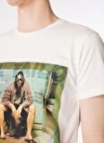 Ko Samui Bisiklet Yaka Baskılı Krem Erkek T-Shirt KMTT S241 JEFF_SNAPSHOT REGULAR FIT