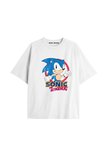 UNİSEX Bay Sonic Desenli Beyaz Yazlık T-shirt