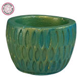 Uretti - Ayşe 7362 3907 El Yapımı Desenli Dekoratif Minik Yeşil Saksı / Biblo - 6 x 7 cm