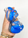 Dev Pati Squishy Taba Squishy Kedi Pati Sıkma 14 cm Pullu Pati Sukuşi - Şeffaf Mavi