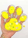 Dev Pati Squishy Taba Squishy Kedi Pati Sıkma 14 cm Pullu Pati Sukuşi - Şeffaf Sarı
