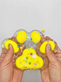 Dev Pati Squishy Taba Squishy Kedi Pati Sıkma 14 cm Pullu Pati Sukuşi - Şeffaf Sarı