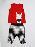Zebra Çizgili Baggy Kapri Takım