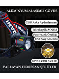 Alaska SDR-8093 Şarjlı Kafa Lambası 7 Mod Aydınlatma 30 Watt Arka Cob LED Kırmızı İkaz Işıklı