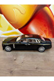 1:24 Çek Bırak Işıklı Ve Sesli Metal Rolls Royce Diecast Model Araba Siyah 23CM