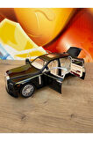 1:24 Çek Bırak Işıklı Ve Sesli Metal Rolls Royce Diecast Model Araba Siyah 23CM