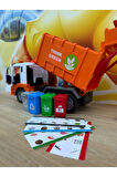 Oyuncak Çöp Kamyonu Konteynırlı Büyük Full Fonksiyonlu Sesli Işıklı Damperli Temizlik Arabası