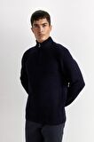 DeFacto Standart Fit Normal Kesim Dik Yaka Fermuarlı Basic Düz Triko Kazak B0578AX24WNNV64