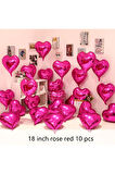 18 Inç Pembe Kalp Balon Aşk 10 Lu
