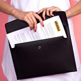 Rosso Siyah Deri İç Bölmeli Dosya Evrak Notebook Tablet Çantası Kadın Kartvizitlik Kalem Kılıfı