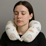 Boyun Destek Yastığı | Anne Bebek Konfor Yastığı | Muslin Kumaş | U-Form Ergonomik Tasarım