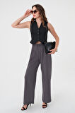 Kadın Antrasit Yüksek Bel Palazzo Pantolon