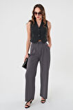 Kadın Antrasit Yüksek Bel Palazzo Pantolon