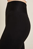Kadın Siyah Yüksek Bel Çelik Örme Tayt [3848]