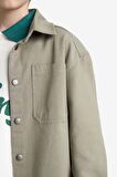 Erkek Çocuk Oversize Geniş Kalıp Polo Yaka Twill Uzun Kollu Gömlek