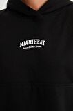 DeFactoFit NBA Miami Heat Kapüşonlu Kalın Sweatshirt D2359AX24AUBK81