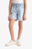 DeFacto Kız Çocuk Paperbag Jean Şort B8113A825SMNM63