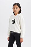 DeFacto Kız Çocuk Relax Fit Kapüşonlu Baskılı Sweatshirt E0462A825SPER85