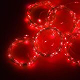 KIRMIZI SALKIM LED IŞIK KIRMIZI LED IŞIK USB + KUMANDALI KIRMIZI İNCE PERİ LEDLİ 3X2.5 METRE YILBAŞI IŞIKLARI NOEL IŞIKLARI