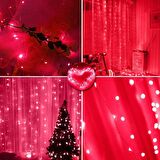 KIRMIZI SALKIM LED IŞIK KIRMIZI LED IŞIK USB + KUMANDALI KIRMIZI İNCE PERİ LEDLİ 3X2.5 METRE YILBAŞI IŞIKLARI NOEL IŞIKLARI