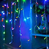 3 METRE RENKLİ SAÇAK PERDE LED IŞIK 16 DALLI 60 CM 50 CM 30 CM DİR EKLEMELİ PERDE IŞIK SAÇAK LED IŞIK RENKLİ LED IŞIK