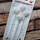 4 ADET BEYAZ KALPLİ PASTA MUMU KALPLİ DOĞUM GÜNÜ PASTA MUMU BEYAZ PASTA MUMU KALPLİ MUM WHİTE CANDLE
