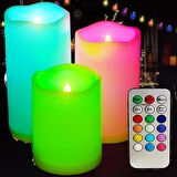 LED REMOTE CONTROL ELECTRONİC CANDLE KUMANDALI RENKLİ IŞIKLI MUM 3LÜ SET IŞIKLI MUM ROMANTİK DEKOR MUM
