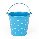 DECORATIVE PAİL DEKORATİF SAPLI METAL KOVA MAVİ KOVA MAVİ PUANTİYELİ KOVA KALEMLİK SAKSI MAKYAJ KOVASI