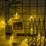 SNOW FLAKE PHOTO CLİP STRİNG LED WARM LİGHT GÜN IŞIĞI PİLLİ KAR TANESİ MANDAL LED IŞIK 2 METRE LED