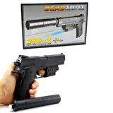 VIP LAZERLİ IŞIKLI BONCUK TABANCASI BONCUK ATAN TABANCA 6mm 400 ADET BONCUK SİYAH OYUNCAK TABANCA