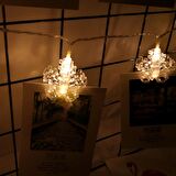 DEKOR DÜĞÜN IŞIKLARI PİLLİ KAR TANESİ MANDAL LED IŞIK SNOW FLAKE PHOTO CLİP GÜN IŞIĞI 2 METRE LED