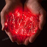 VIP 10 METRE PİLLİ KIRMIZI LED IŞIK KIRMIZI PİLLİ IŞIK BATTERY RED LED LİGHT YILBAŞI AĞACI IŞIĞI