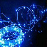 5 METRE SU GEÇİRMEZ MAVİ PİLLİ LED IŞIK SABİT YANAR MİCRO DÖKME LED ULTRA PARLAK CANLI MAVİ IŞIK