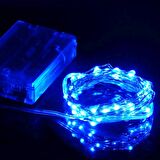 5 METRE SU GEÇİRMEZ MAVİ PİLLİ LED IŞIK SABİT YANAR MİCRO DÖKME LED ULTRA PARLAK CANLI MAVİ IŞIK