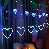 RENKLİ SALKIM LED IŞIK KALPLİ SALKIM LED IŞIK RENKLİ LED IŞIKLI PERDE IŞIK EKLEMELİ 220 VOLT FİŞLİ
