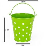 2 PCS VIP DECORATIVE GREEN PURPLE PAİL 2 ADET SAPLI METAL KOVA PUANTİYELİ KOVA MOR KOVA YEŞİL KOVA