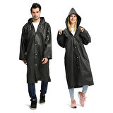 3 ADET 1.KALİTE SİYAH YAĞMURLUK  ŞAPKALI ÇITÇITLI YAĞMURLUK OUTDOOR YAĞMURLUK VIP UNISEX RAIN COAT