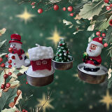 VIP DELUXE 12 ADET NOEL TEALİGHT MUM NOEL BABA KARDAN ADAM ÇAM AĞACI NOEL EVİ GERÇEK YILBAŞI MUMU