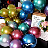 ULTRA YÜKSEK KALİTE 50 ADET RENKLİ KROM BALON AYNALI BALON PARLAK METALİK BALON KROM RENKLİ BALON